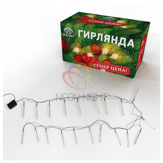 303-037 Гирлянда светодиодная "Палочки с пузырьками" 20 палочек, цвет: мультиколор, 2 метра Neon-Night