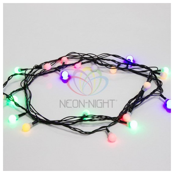 303-060 Гирлянда светодиодная "Цветные Шарики" 20 LED МУЛЬТИКОЛОР 2,8 метра Neon-Night