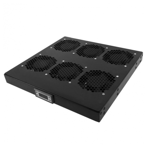 R-FAN-6K-1U-9005 Модуль вентиляторный 19" 1U, 6 вентиляторов, регул. глубина 390-750 мм  с контроллером, черный ЦМО