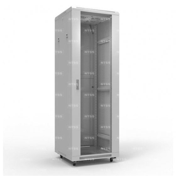 NTSS-R27U6060GS-BL 19" напольный шкаф ПРЕМИУМ 27U 600х600 мм, передняя дверь стекло, регулируемые опоры, RAL 9005