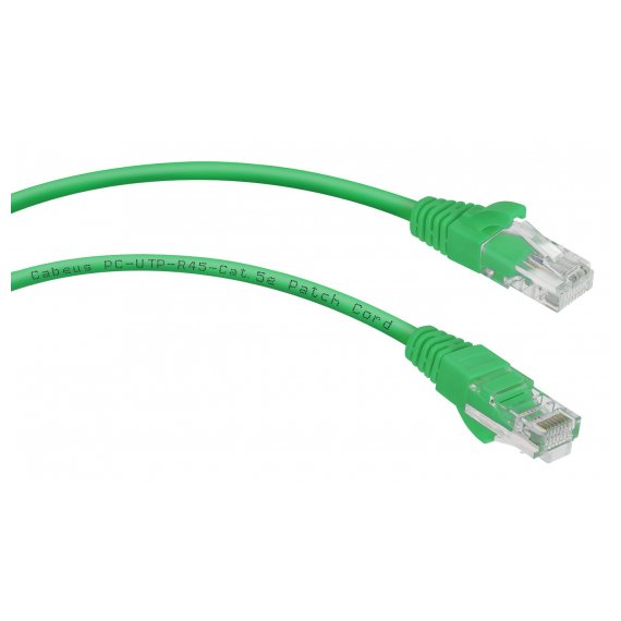 Cabeus PC-UTP-RJ45-Cat.5e-0.5m-GN-LSZH Патч-корд U/UTP, категория 5е, 2xRJ45/8p8c, неэкранированный, зеленый, LSZH, 0.5м