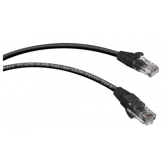 Cabeus PC-UTP-RJ45-Cat.5e-1m-BK-LSZH Патч-корд U/UTP, категория 5е, 2xRJ45/8p8c, неэкранированный, черный, LSZH, 1м
