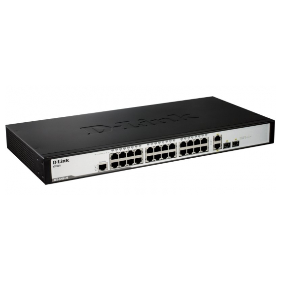 DES-3200-26/DC Управляемый коммутатор 2 уровня с 24 портами 10/100Base-TX и 4 комбо-портами 100/1000Base-T/SFP с блоком питания