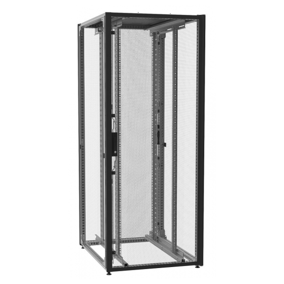 WZ-ZSERVER-476012-1100-2-161 Шкаф серверный 19", 47U, 2200х600х1200мм (ВхШхГ), двери металлические одностворчатые с перфорацией 80%, боковые панели в комплект не входят, без крыши, 2 пары 19" монтажных профилей, ножки, черный (RAL9005) (собранный) ZPAS