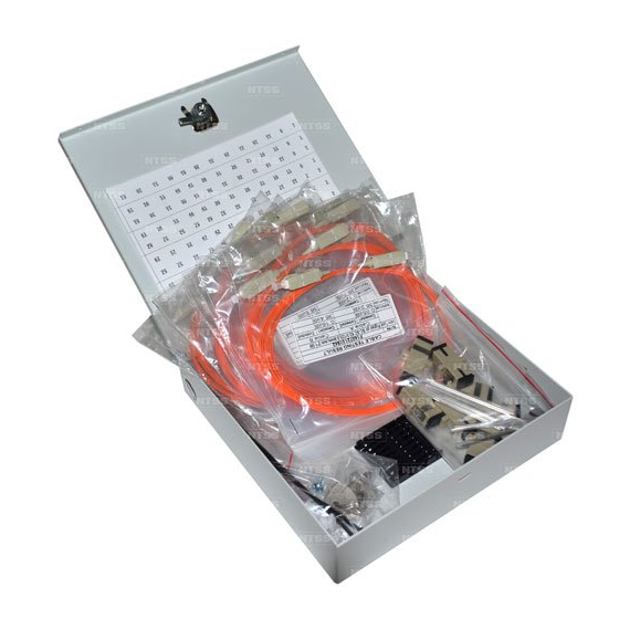 NTSS-WFOBМн-4-SC/U-62.5-SP1.5G1A Кросс настенный Мини, предсобранный, 4 порта SC/UPC, 62.5/125 мкм (планка, ложемент, пигтейлы, КДЗС, адаптеры)