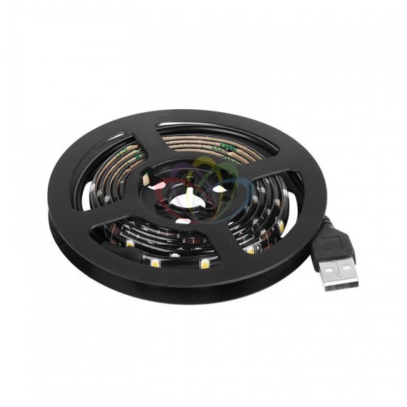 141-386 LED лента с USB коннектором 5 В, 8 мм, IP65, SMD 2835, 60 LED/m, цвет свечения теплый белый (3000 K)