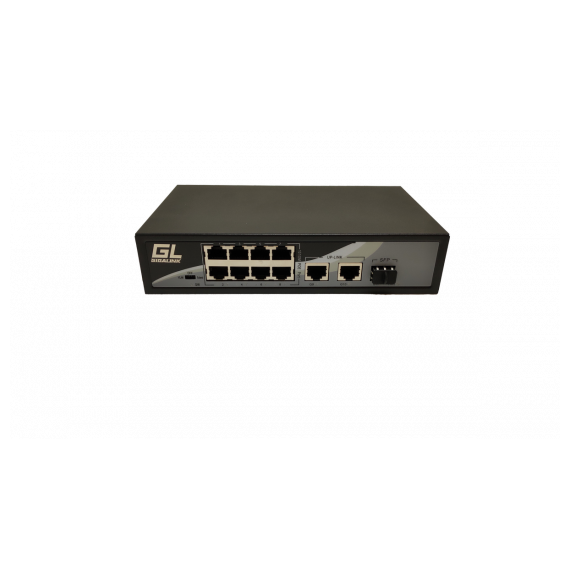 GL-SW-F005-08PS.r2 Коммутатор GIGALINK, неуправляемый, 8 PoE (802.3af) порта 10/100Мбит/с до 250 метров cat.6, 2*10/100/1000Мбит/с + 1*SFP 1000Мбит/с, 120Вт rev.2