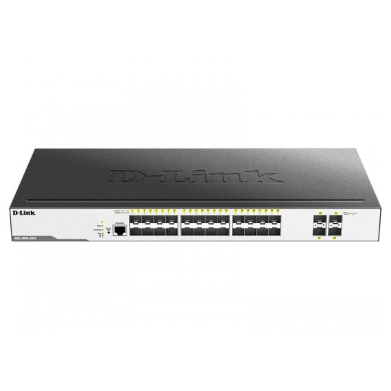 DGS-3000-28XS Управляемый коммутатор 2 уровня с 24 портами 1000Base-X SFP и 4 портами 10GBase-X SFP+
