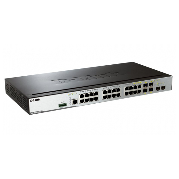 DGS-3000-26TC Управляемый коммутатор 2 уровня с 20 портами 10/100/1000Base-T, 4 комбо-портами 100/1000Base-T/SFP и 2 портами 10G SFP+