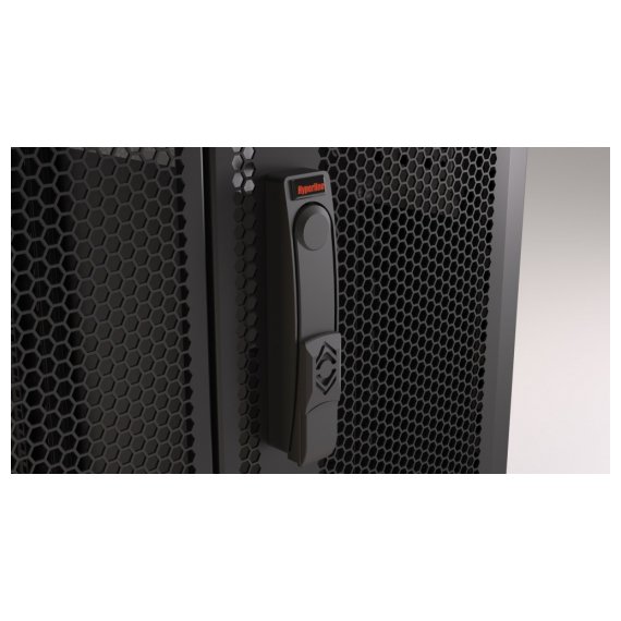 TTR-4281-DD-RAL9005 Шкаф напольный 19-дюймовый, 42U, 2055x800х1000 мм (ВхШхГ), передняя и задняя распашные перфорированные двери (75%), ручка с замком, цвет черный (RAL 9005) (разобранный) Hyperline