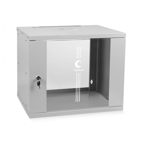 Cabeus WSC-05D-9U55/45 Шкаф телекоммуникационный настенный 19" 9U, серия LIGHT разборный, дверь стекло, цвет серый