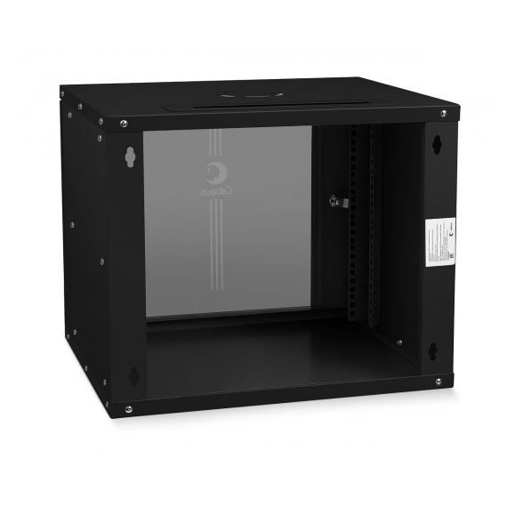 Cabeus WSC-05D-9U55/45-BK Шкаф телекоммуникационный настенный 19" 9U, серия LIGHT разборный, дверь стекло, цвет черный