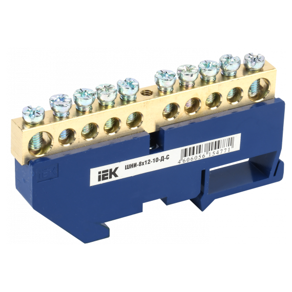 YNN10-812-10D-K07 Шина N "ноль" на DIN-изол ШНИ-8х12-10-Д-С ИЭК