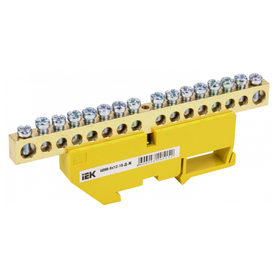 YNN10-812-16D-K05 Шина PE "земля" на DIN-изол ШНИ-8х12-16-Д-Ж ИЭК
