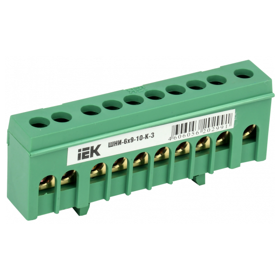 YNN10-69-10KD-K06 Шина PE "земля" в корп изол на DIN-рейку ШНИ-6х9-10-К-З ИЭК