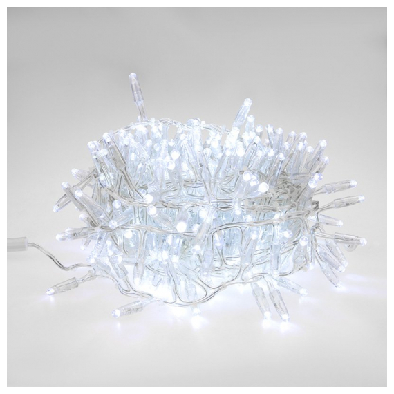303-635 Гирлянда «Кластер» 10 м, прозрачный ПВХ IP65, 200 LED, белый, соединяется
