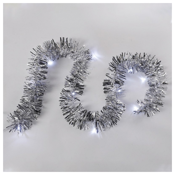 304-011 Гирлянда светодиодная «Мишура» серебряная 10 LED 1,5 м, прозрачный ПВХ, белый свет свечения, 2 х АА (батарейки не в комплекте) NEON-NIGHT