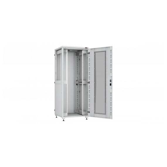 TFI-428010-GHMH-R-GY Напольный шкаф серии Lite II 19", 42U, стеклянная дверь, цельнометаллические двухуровневые стенки и задняя дверь, Ш800хВ2042хГ1000мм, в разобранном виде, серый RAL7035