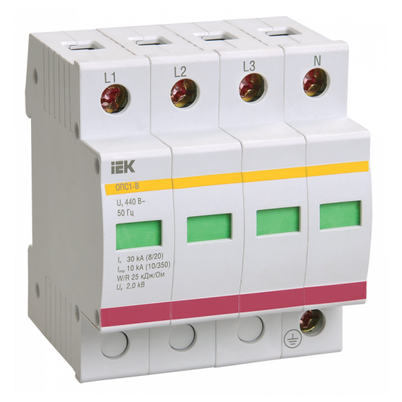 MOP20-4-C Огр-ль имп. перенапр. ОПС1-C 4P In=20kA Un=400B Im=40kA ИЭК