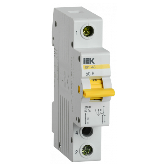 MPR10-1-050 Выключатель-разъединитель трехпозиционный ВРТ-63 1P 50А IEK