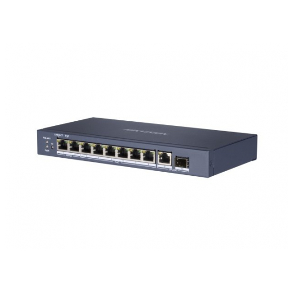 Hikvision DS-3E0510HP-E Коммутатор неуправляемый, 6 RJ45 1000M PoE с грозозащитой 6кВ; 1 RJ45 1000M Ethernet ,2 1000M порт поддерживает HiPoE 60Вт,1 1000М SFP порта; бюджет PoE 110Вт