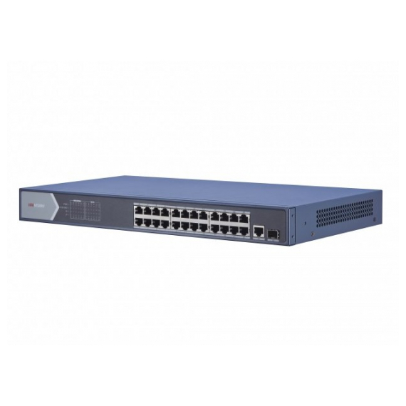 Hikvision DS-3E0526P-E/M Коммутатор, 24 RJ45 1000M PoE с грозозащитой 6кВ, 2 1000М SFP uplink порта; бюджет PoE 250Вт