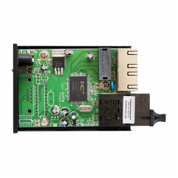 Ethernet-FX-SM40SB Преобразователь Ethernet 10/100 Мбит/с в оптику. Одномодовое волокно до 40 км. Для обмена данными используются одно волокно. Используется с Ethernet-FX-SM40SА. Питание 5 В, до 0,8 А. От минус 30 до +55°С