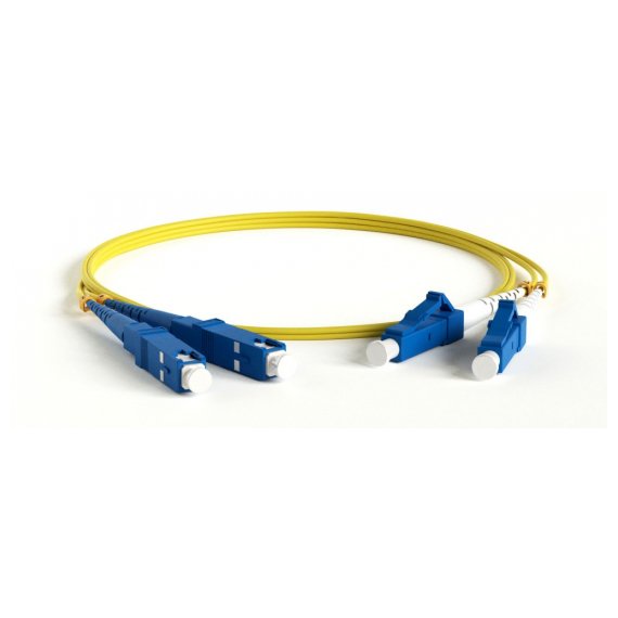 FC-S2-9-LC/UR-SC/AR-H-0.5M-LSZH-YL Патч-корд волоконно-оптический (шнур) SM 9/125 (OS2), LC/UPC-SC/APC, 2.0 мм, simplex, LSZH, 0.5 м Hyperline
