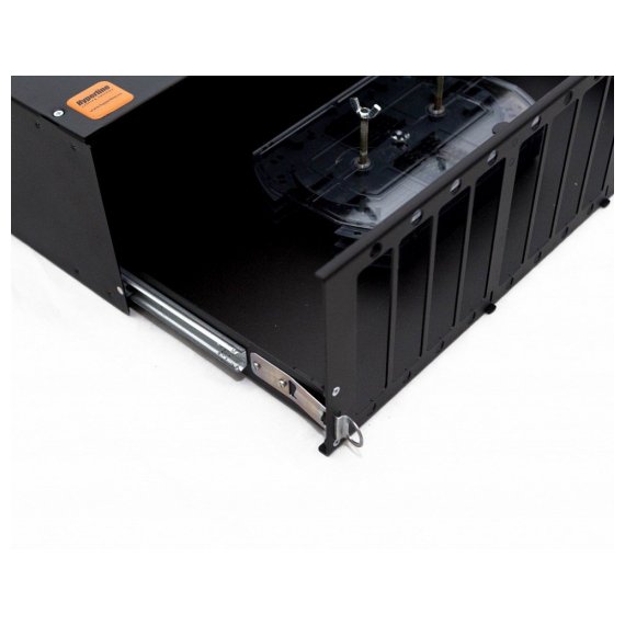 FO-19V-3U-12xSLT-W130H30-96UN-BK Бокс оптический универсальный 19" выдвижной, с полкой, от 8 до 96 портов (SC, duplex LC, ST, FC), со сплайс пластиной, без пигтейлов и проходных адаптеров, 3U, черный Hyperline