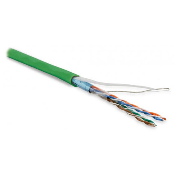 FUTP4-C5E-P26-IN-LSZH-GN-305 (305 м) Кабель витая пара, экранированная F/UTP, категория 5e, 4 пары (26 AWG), многожильный (patch), экран - фольга, LSZH, нг(А)-HF, –20°C – +75°C, зеленый Hyperline
