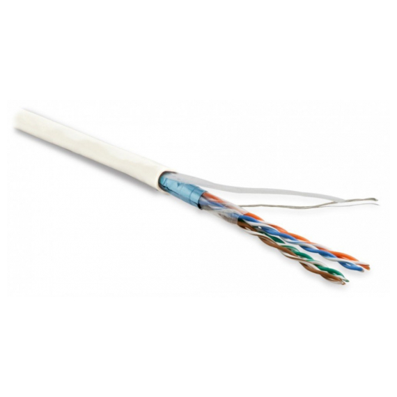 FUTP4-C5E-P26-IN-LSZH-WH-305 (305 м) Кабель витая пара, экранированная F/UTP, категория 5e, 4 пары (26 AWG), многожильный (patch), экран - фольга, LSZH, нг(А)-HF, –20°C – +75°C, белый Hyperline