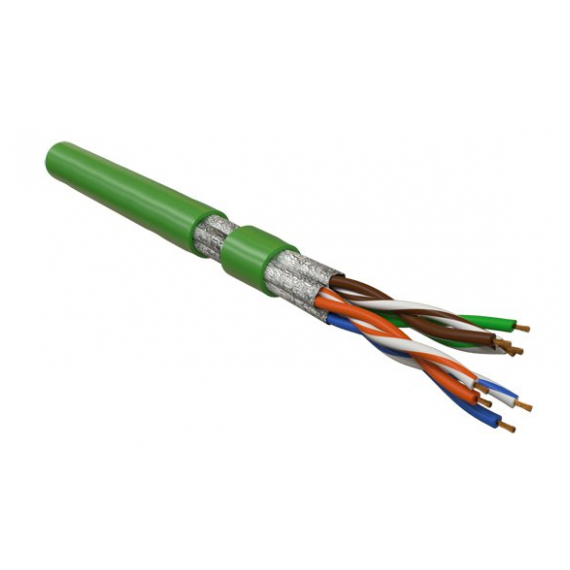 UFTP4-C6-P26-IN-LSZH-GN-500 (500 м) Кабель витая пара, экранированная U/FTP, категория 6, 4 пары (26 AWG), многожильный (patch), каждая пара в фольге, LSZH, зеленый Hyperline