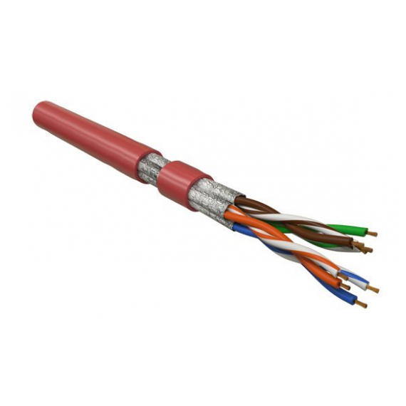 UFTP4-C6-P26-IN-LSZH-RD-500 (500 м) Кабель витая пара, экранированная U/FTP, категория 6, 4 пары (26 AWG), многожильный (patch), каждая пара в фольге, LSZH, красный Hyperline