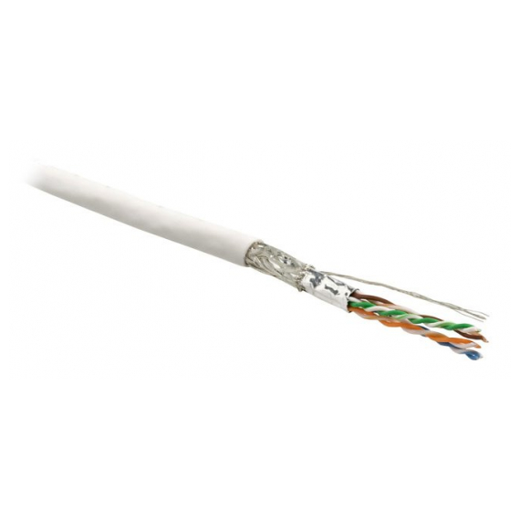 SFUTP4-C6-P26-IN-LSZH-WH-500 (500 м) Кабель витая пара, экранированная SF/UTP, категория 6, 4 пары (26 AWG), многожильный (patch), экран - фольга + медная оплетка, LSZH, белый Hyperline