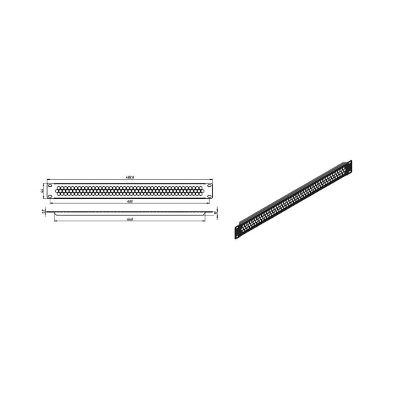 BPD-1-RAL9005 Фальш-панель перфорированная на 1U, цвет черный (RAL 9005) Hyperline