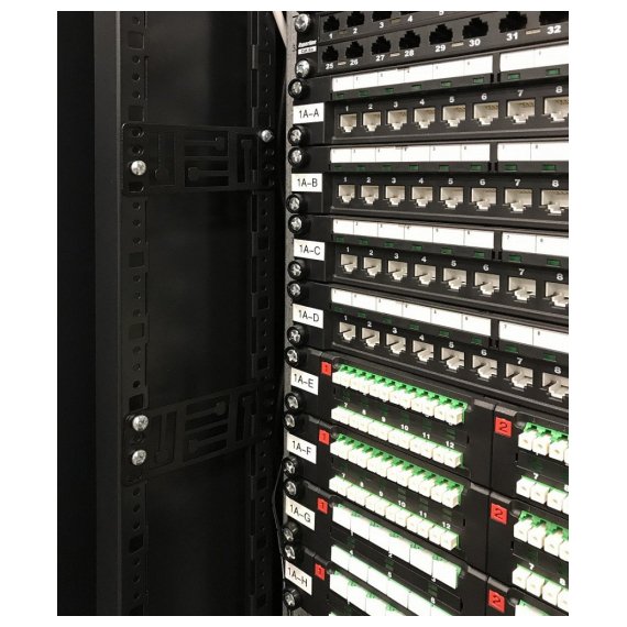 PMR-1U-TM-RAL9005 Кронштейн 1U, Т-пазы и с перфорацией под крепеж типа "монетка", цвет черный RAL9005 (8 шт. в комплекте) Hyperline