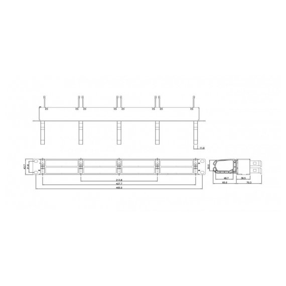 PPTR-19-8CU-RNG-STL Патч-панель 19" для претерминированных медных и оптических кассет, 8 слотов под кассеты, 1U, с 5 пластиковыми кольцами для горизонтальной прокладки кабеля Hyperline