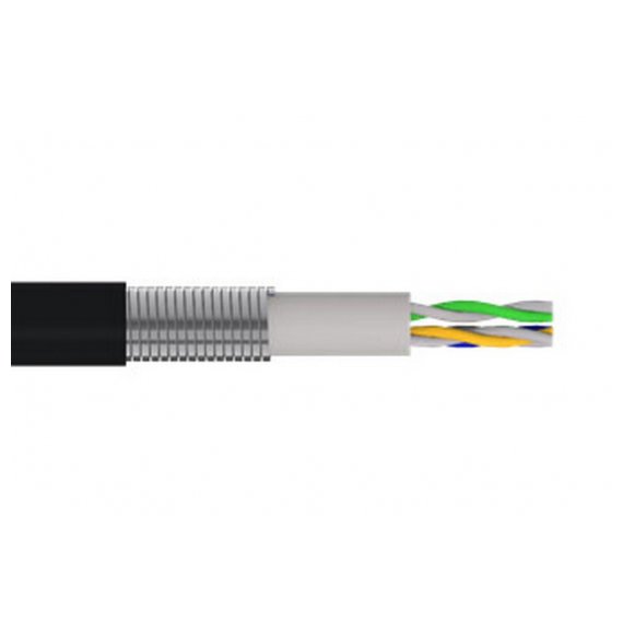 Cabeus PC-ARM-UTP-RJ45-Cat.6a-5m-PE Патч-корд U/UTP, категория 6a, 2xRJ45/8p8c, неэкранированный, армированный гофрированной стальной лентой, черный, РЕ, внешний, 5м