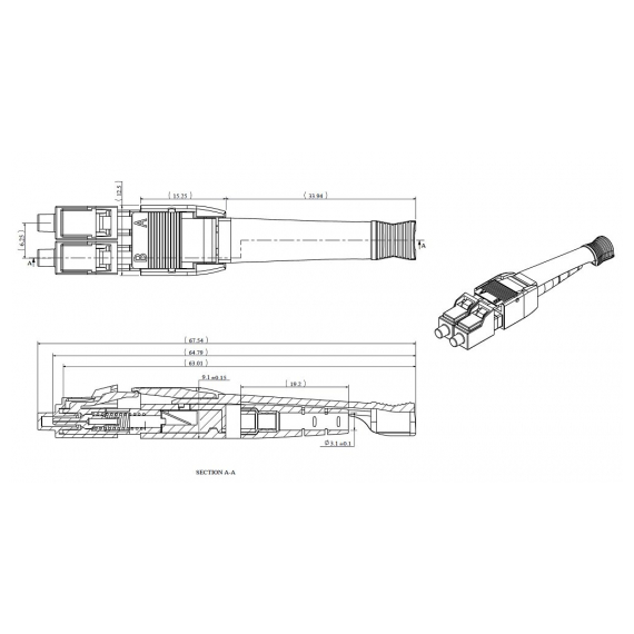 Eurolan 41B-40-LC-LC-03 Оптический шнур HD, OM4, 50/125, дуплекс LC - дуплекс LC, UNIBOOT PUSH-PULL, 3 м