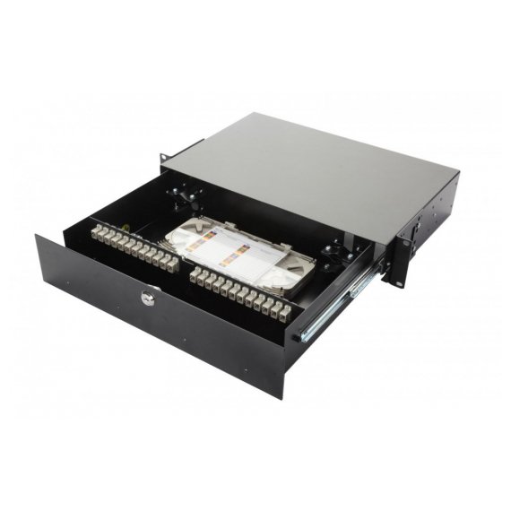 Eurolan 47F-48-20-SC-16-11BL Оптическая панель серии 47F-48, 19'' 2U выдвижная, корпус на 48 адаптеров, 16 симплекс SC адаптеров, OM2