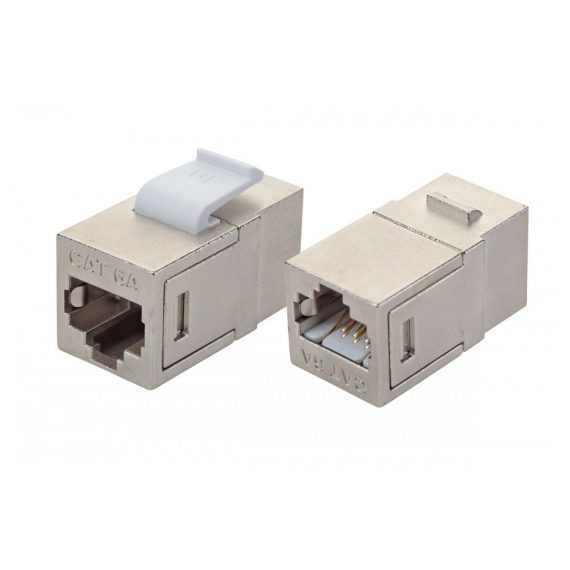 Eurolan 12B-EA-07SL Проходной адаптер RJ45-RJ45, FTP категории 6A keystone, серебристый