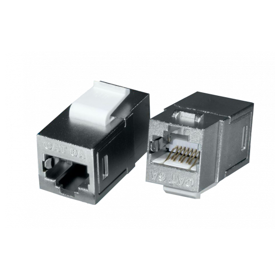 Eurolan 12B-EA-07SL Проходной адаптер RJ45-RJ45, FTP категории 6A keystone, серебристый