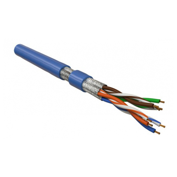 UFTP4-C6-P26-IN-LSZH-BL-100 Кабель витая пара, экранированная U/FTP, категория 6, 4 пары (26 AWG), многожильный (patch), каждая пара в фольге, LSZH, синий Hyperline