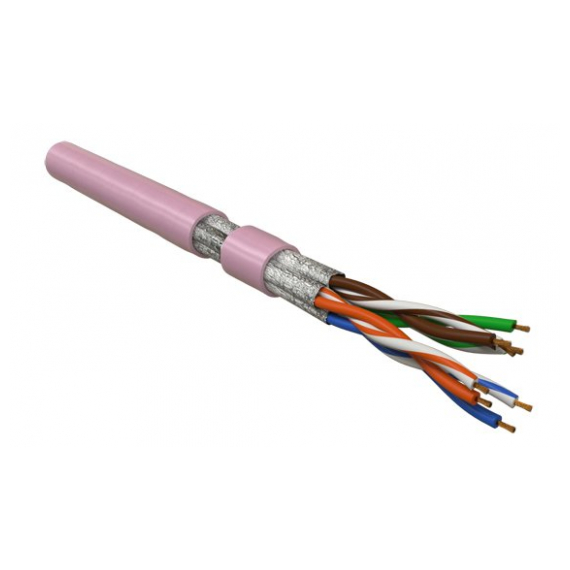 UFTP4-C6-P26-IN-LSZH-PK-100 Кабель витая пара, экранированная U/FTP, категория 6, 4 пары (26 AWG), многожильный (patch), каждая пара в фольге, LSZH, розовый Hyperline