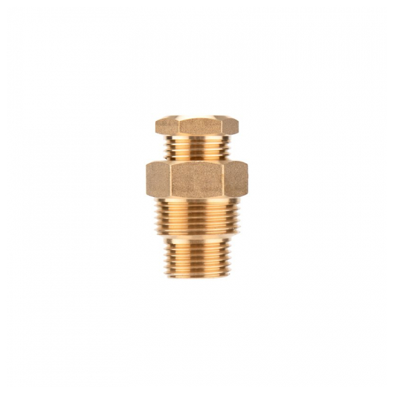 51-0610-4 Сальник REXANT с двойной резьбой 1/2 и 3/4 для ввода кабеля в трубу, никелированная латунь