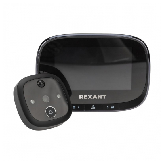45-1115 Видеоглазок дверной REXANT (DV-115) с цветным LCD-дисплеем 4.3" с функцией записи фото/видео по движению, встроенный звонок, ночной режим работы