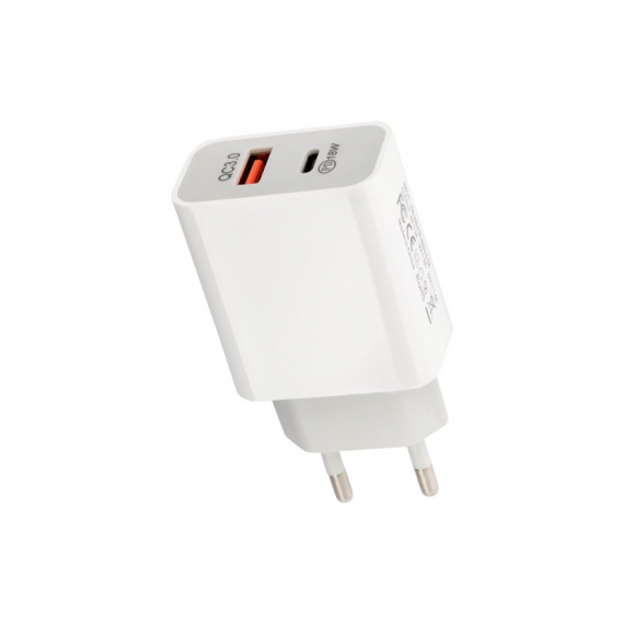 18-2216 Сетевое зарядное устройство REXANT USB-A+USB-C адаптер, 18W белое