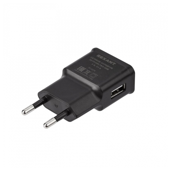 16-0274 Сетевое зарядное устройство REXANT USB, 5V, 2.1 A, черное