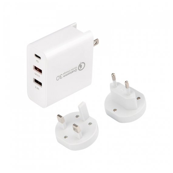 18-2214 Сетевое зарядное устройство для iPhone/iPad REXANT 2xUSB+USB Type-С, переходник + адаптер, 48W белое