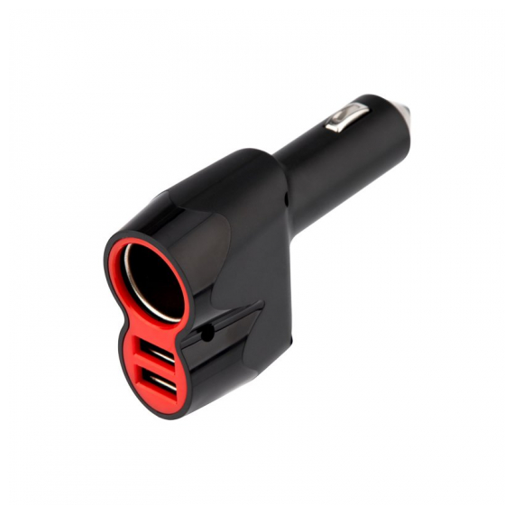 16-0299 Автозарядка в прикуриватель REXANT АЗУ 2хUSB+гнездо, 12-24V, 5V,1 000mA белая
